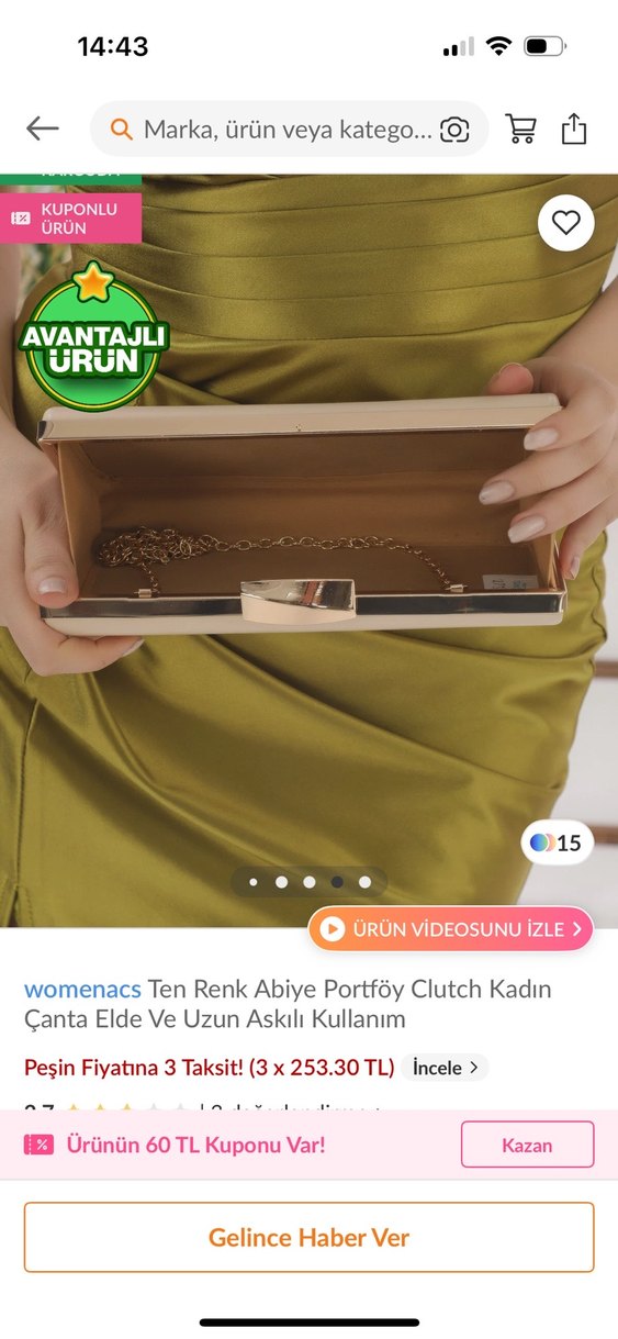 Kadın Abiye Portföy Çanta clutch çanta - Görsel 3