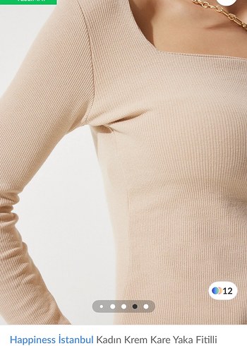 Kadın Krem Kare Yaka Fitilli Bluz - Görsel 3