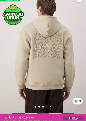 Trendyolmilla Man Tas Oversize/Sirti Nakis Detayli Kapüsonlu - Görsel 2