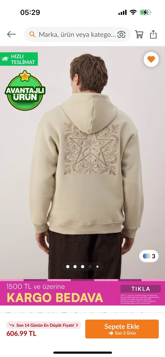 Trendyolmilla Man Tas Oversize/Sirti Nakis Detayli Kapüsonlu - Görsel 2