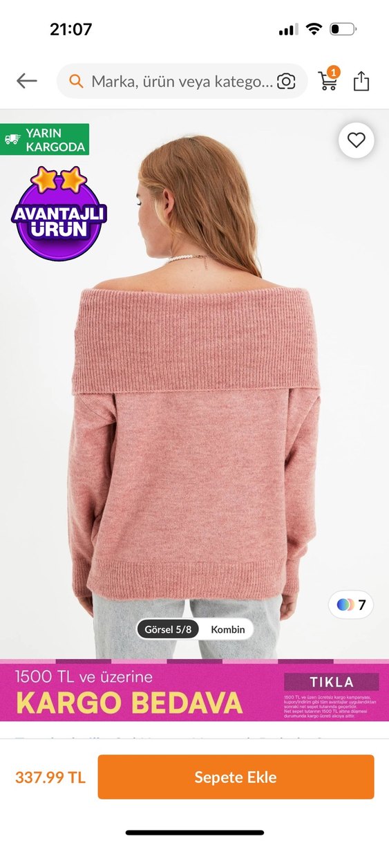 Trendyolmilla Gül Kurusu Yumusak Dokulu Carmen
Yaka Triko Kazak - Görsel 3