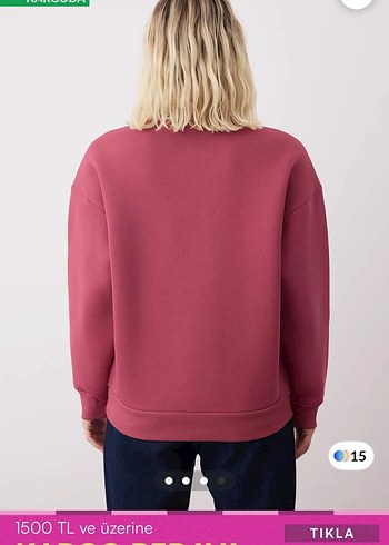 Gül Kurusu Oversize/Bisiklet Yaka Kalin/Içi polarli Sweat - Görsel 3