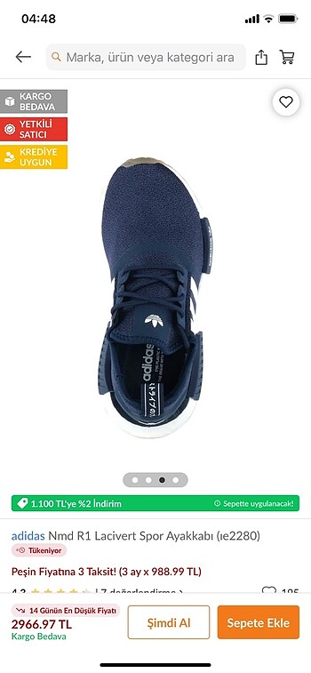 36,5 Beden Adidas nmd R1 lacivert spor ayakkabı