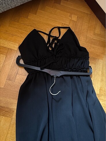 TRENDYOLMILLA Siyah A-Kesim Dokuma şifon Uzun Abiye Elbise - Görsel 6