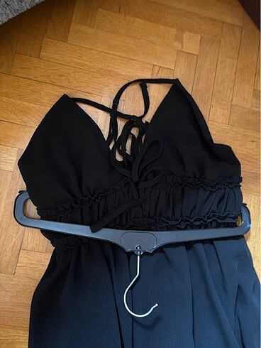 TRENDYOLMILLA Siyah A-Kesim Dokuma şifon Uzun Abiye Elbise - Görsel 7