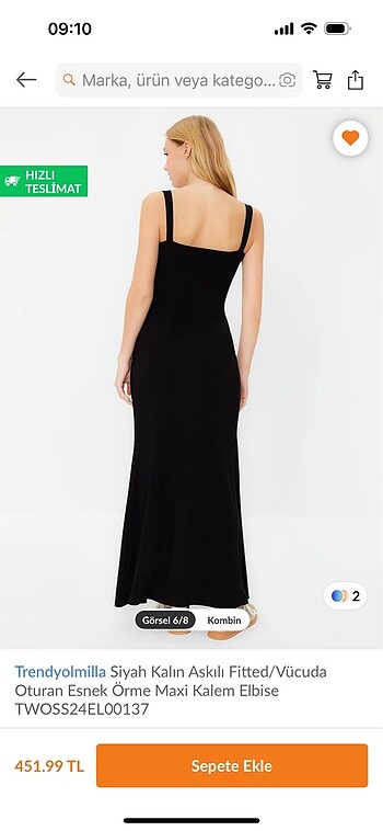 xs Beden Trendyolmilla Siyah Kalin Askili Fitted/Vücuda Oturan Esnek Örme