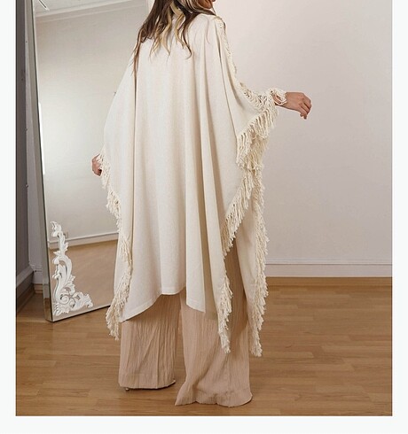 universal Beden ten rengi Renk Püsküllü keten kimono