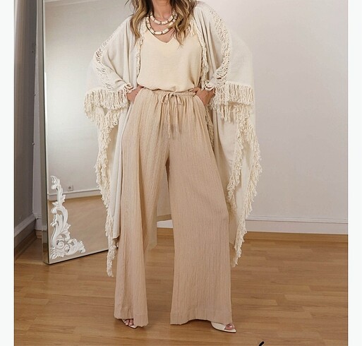 Diğer Püsküllü keten kimono