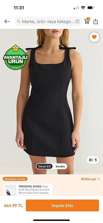 34 Beden Trendyolmilla Siyah A Kesim Fiyonklu Mini Dokuma Elbise TWOSS25E