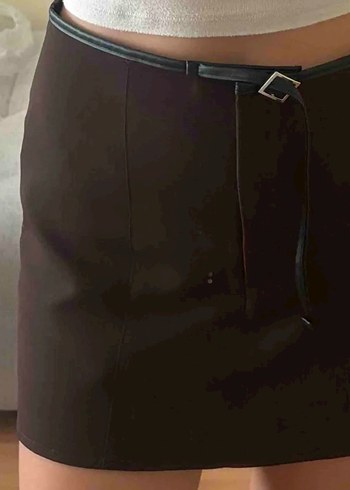 Kahverengi Mini Şort Etek - Görsel 4