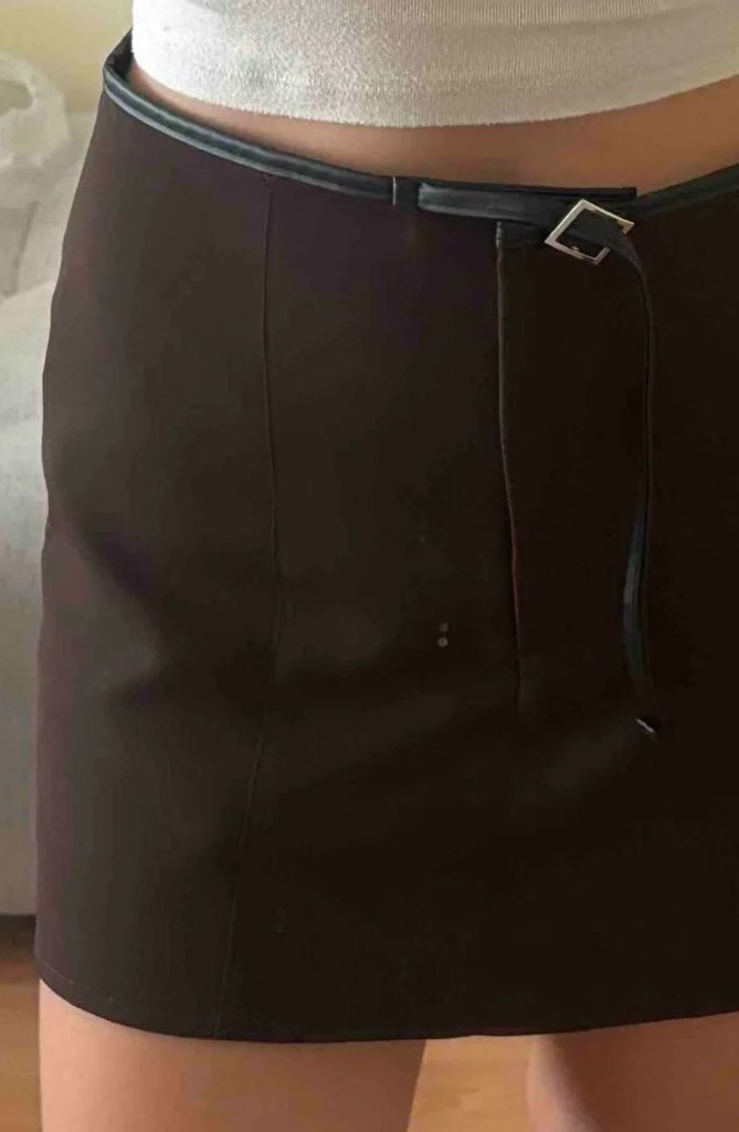 Kahverengi Mini Şort Etek - Görsel 4