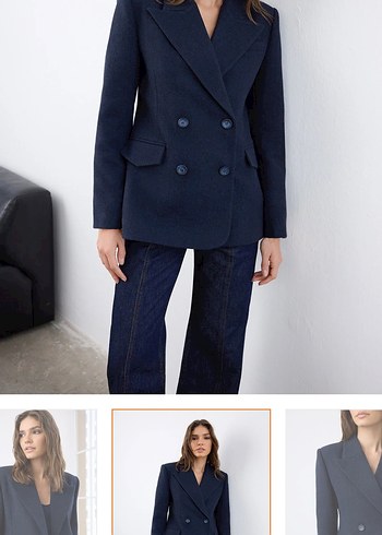 Trendyolmilla Lacivert Kaşe Balıksırtı
Fitted/Blazer Ceket - Görsel 2
