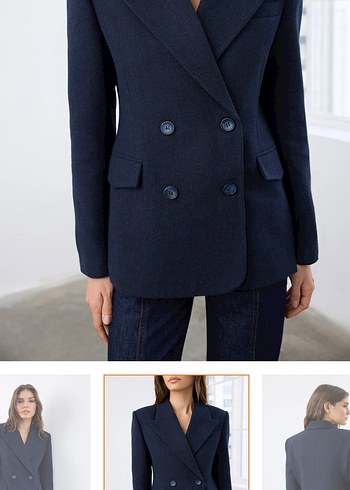 Trendyolmilla Lacivert Kaşe Balıksırtı
Fitted/Blazer Ceket - Görsel 3