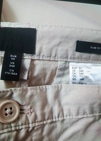 42 Beden ten rengi Renk Bej Keten Erkek Şort, Salaş Kesim, Günlük H&M