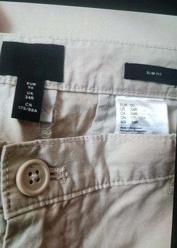 42 Beden Bej Keten Erkek Şort, Salaş Kesim, Günlük H&M