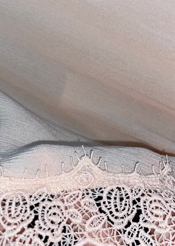 44 Beden Pembe Uzun Dantel Detaylı Bohem Elbise