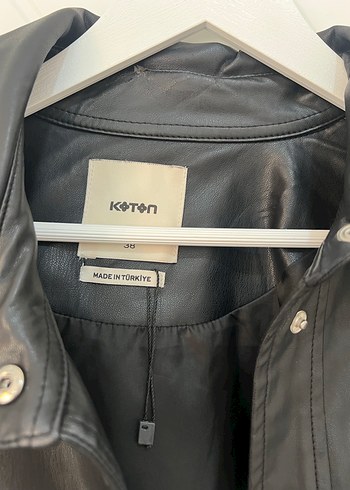 Kadın Beyaz Siyah Ekose Midi Deri Ceket - Görsel 5