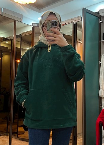 Yeşil Yüksek Yakalı Salaş Sweatshirt - Görsel 2