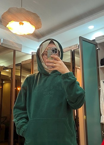 Yeşil Yüksek Yakalı Salaş Sweatshirt - Görsel 4