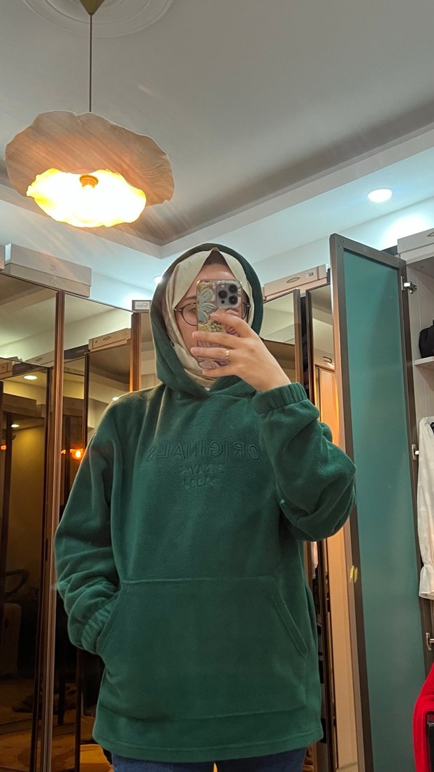 Yeşil Yüksek Yakalı Salaş Sweatshirt - Görsel 4