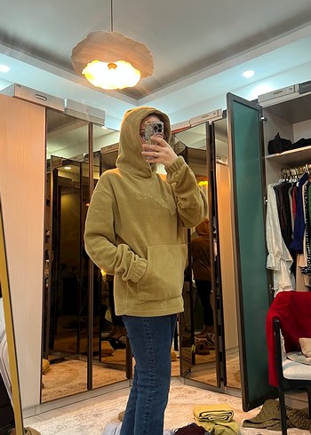 Kadın Kahverengi Kapüşonlu Rahat Sweatshirt - Görsel 3