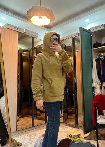 Kadın Kahverengi Kapüşonlu Rahat Sweatshirt - Görsel 4