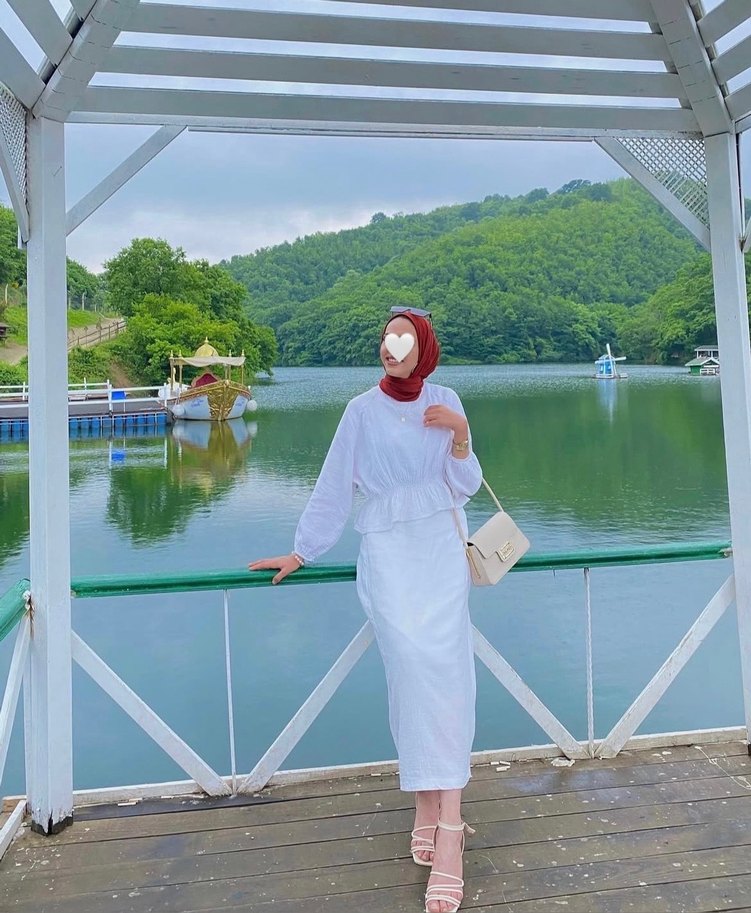 Keten Kumaş Beyaz Etek ve Bluz Takım - Görsel 2