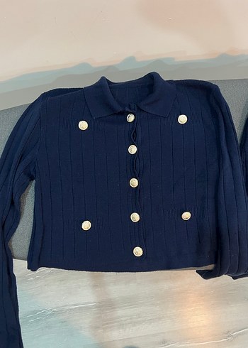 Kemerli Lacivert Kamuflaj Desenli Uzun Kadın Takım - Görsel 2