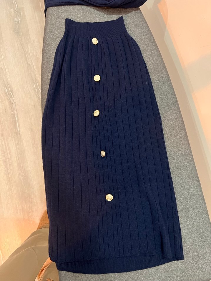 Kemerli Lacivert Kamuflaj Desenli Uzun Kadın Takım - Görsel 4