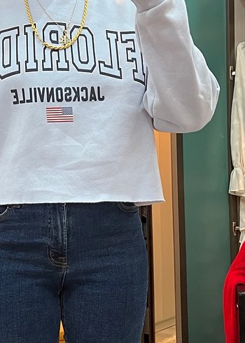 Mavi Baskılı Kadın Sweatshirt - Görsel 3