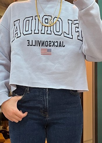 Mavi Baskılı Kadın Sweatshirt - Görsel 2
