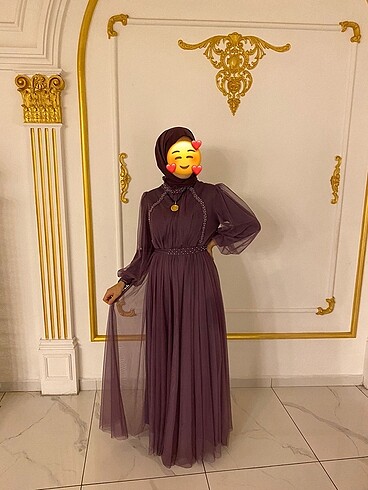 Lila boncuk tül abiye - Görsel 2