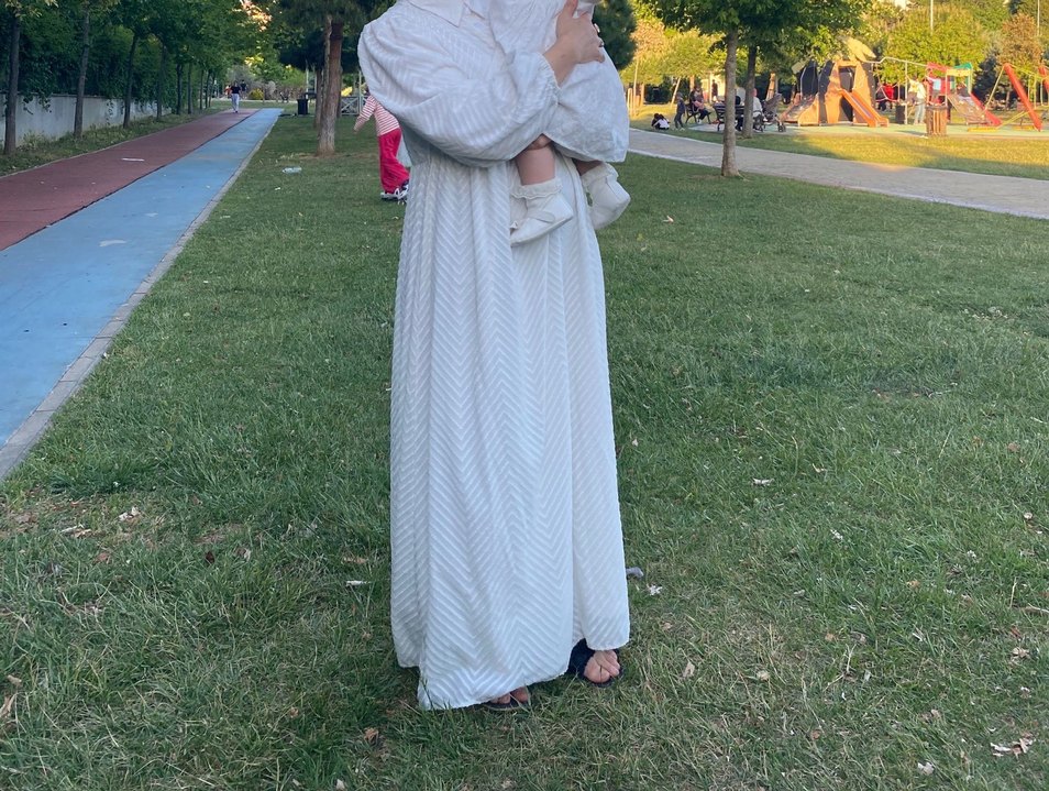 Bohem Beyaz Piliseli Uzun nikah Mevlüt cinsiyet partisi elbisesi - Görsel 3