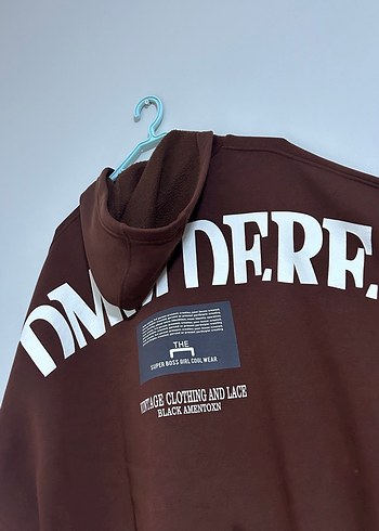 m Beden Kapüşonlu Fermuarlı Kahverengi Sweatshirt