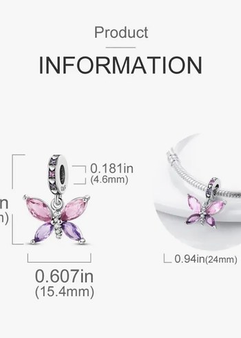 TAŞLI KELEBEK CHARM - Görsel 5