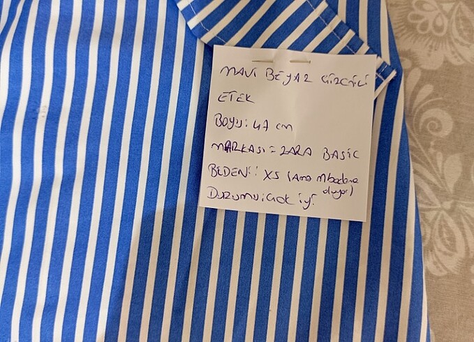 s Beden mavi Renk mavi cizgili etek