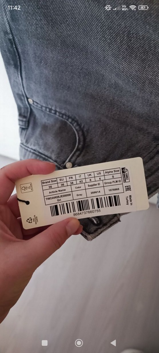 Kadın Gri Bol Kesim Midi Kot Pantolon - Görsel 3