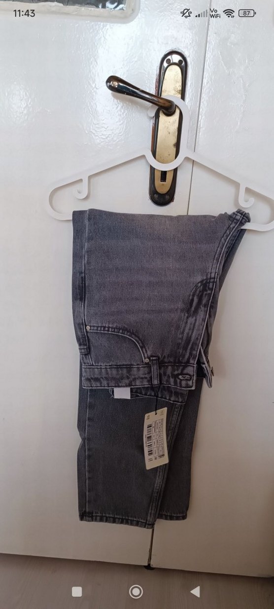 Kadın Gri Bol Kesim Midi Kot Pantolon - Görsel 2