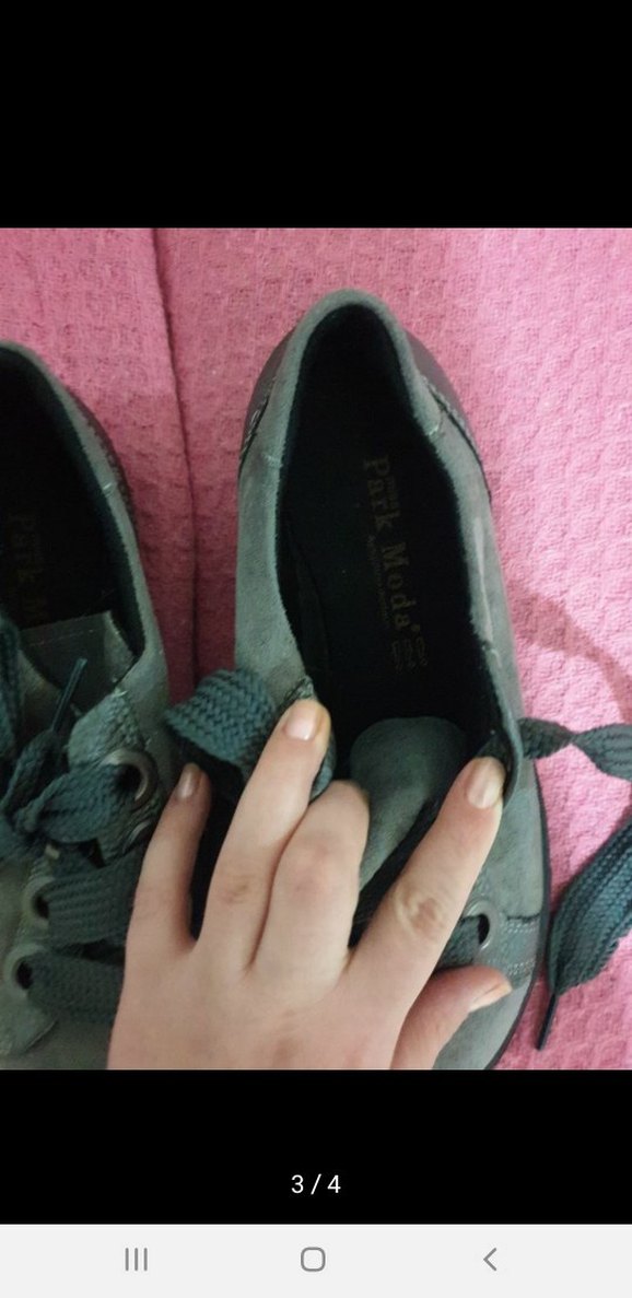 Gri Süet Kadın Spor Ayakkabı Velcro - Görsel 3