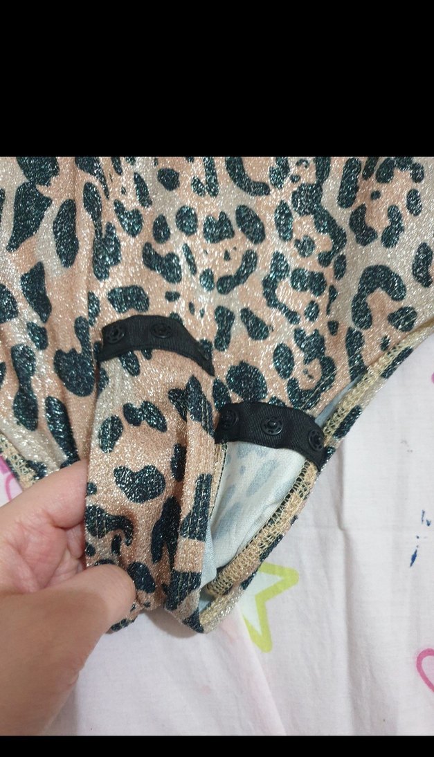 Leopar Desenli Dantel Detaylı İnce Askılı body - Görsel 4