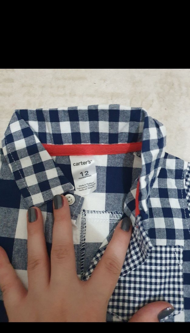 Mavi Gri Ekoseli Bebek Erkek Tulum - Görsel 2