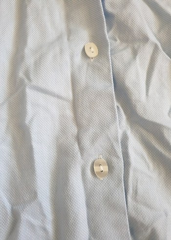 Lacoste Mavi Keten Kısa Kollu Gömlek - Görsel 3