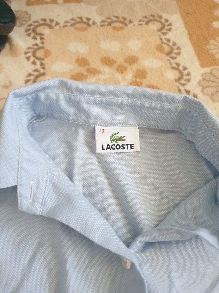 Lacoste Mavi Keten Kısa Kollu Gömlek - Görsel 2