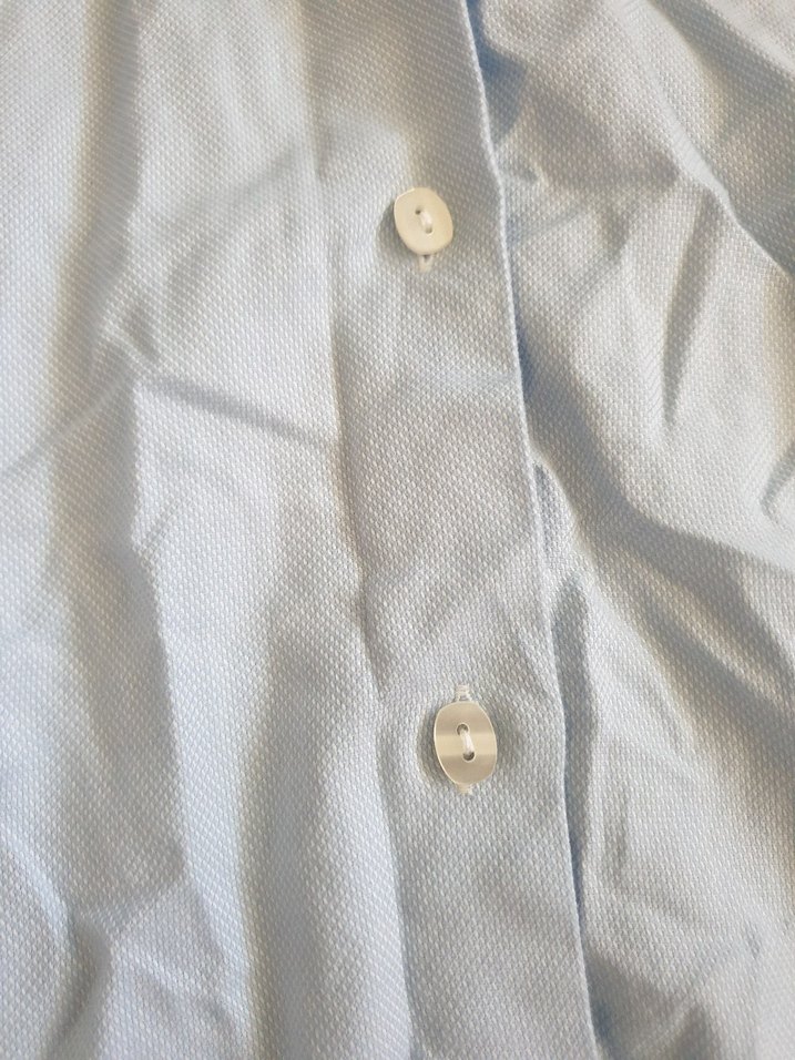 Lacoste Mavi Keten Kısa Kollu Gömlek - Görsel 3