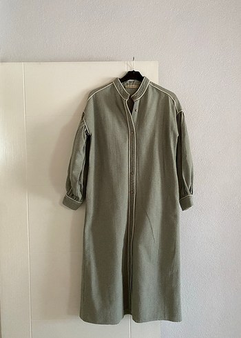 Düğmeli Uzun Keten Kadın tunik (HEQA MARKALI)