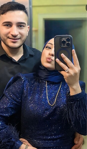 Diğer Lacivert pul payet abiye elbise