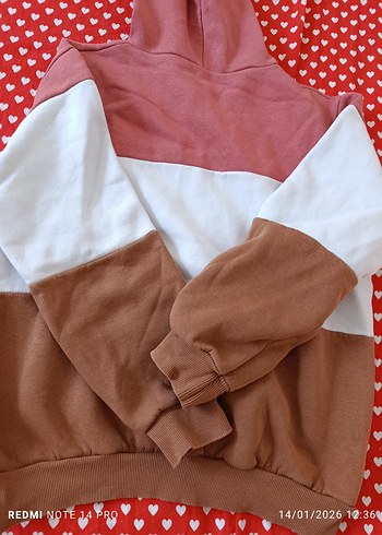 Rahat Kesim Kapüşonlu Renk Bloklu Sweatshirt boyu 65cm ,eni 60cm - Görsel 3