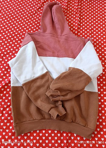 Rahat Kesim Kapüşonlu Renk Bloklu Sweatshirt boyu 65cm ,eni 60cm - Görsel 4
