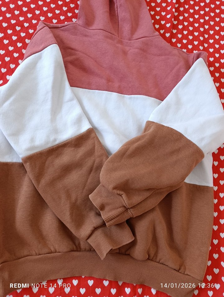 Rahat Kesim Kapüşonlu Renk Bloklu Sweatshirt boyu 65cm ,eni 60cm - Görsel 3