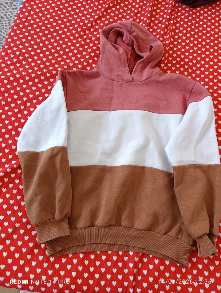 Rahat Kesim Kapüşonlu Renk Bloklu Sweatshirt boyu 65cm ,eni 60cm - Görsel 2